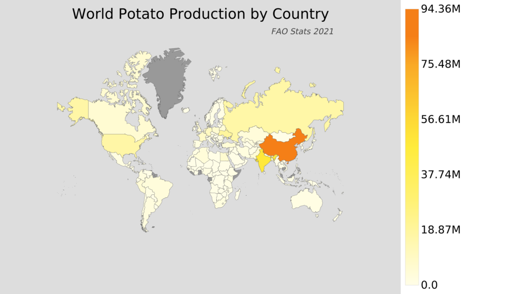 Produzione mondiale di patate per paese